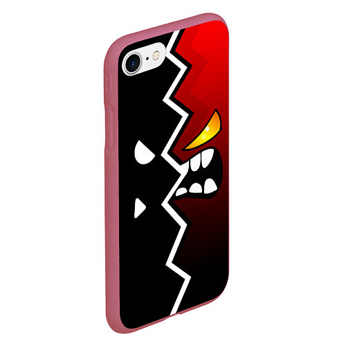 Чехол iPhone 7/8 матовый Geometry Dash: Black x Red / 3D-Малиновый – фото 2