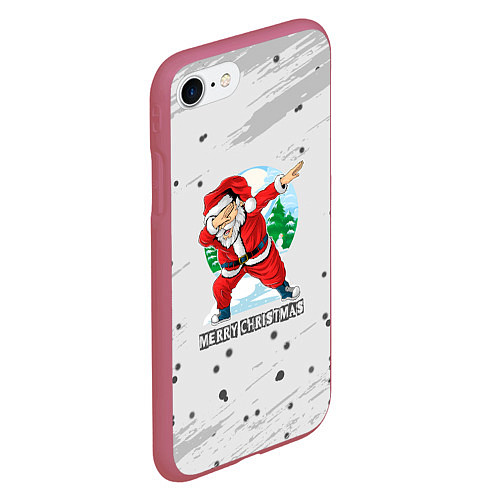 Чехол iPhone 7/8 матовый Merry Christmas Santa Dabbing / 3D-Малиновый – фото 2