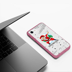 Чехол iPhone 7/8 матовый Merry Christmas Santa Dabbing, цвет: 3D-малиновый — фото 2