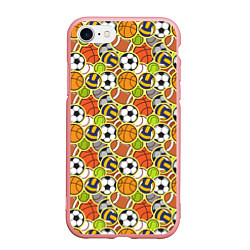Чехол iPhone 7/8 матовый Спортивные Мячи, цвет: 3D-баблгам