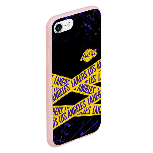 Чехол iPhone 7/8 матовый LAKERS LOGO БРЫЗГИ КРАСОК / 3D-Светло-розовый – фото 2