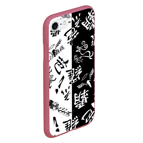 Чехол iPhone 7/8 матовый Tokyo Revengers Black & White / 3D-Малиновый – фото 2