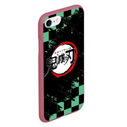 Чехол iPhone 7/8 матовый ТАНДЖИРО, KIMETSU NO YAIBA LOGO / 3D-Малиновый – фото 2