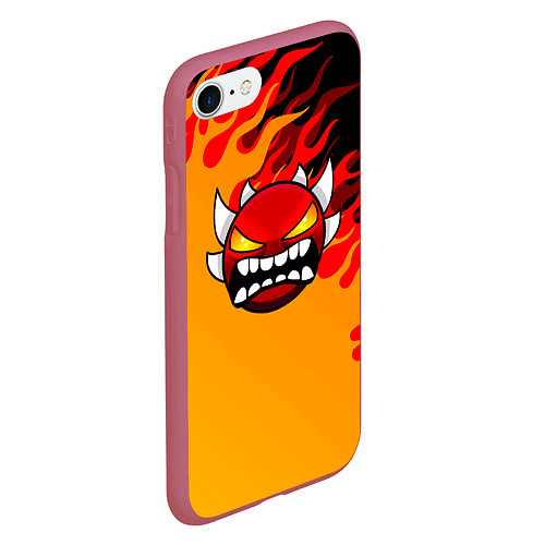 Чехол iPhone 7/8 матовый Geometry Dash пламя огня / 3D-Малиновый – фото 2