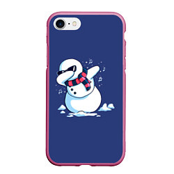 Чехол iPhone 7/8 матовый Dab Snowman in a scarf, цвет: 3D-малиновый
