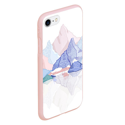 Чехол iPhone 7/8 матовый Разноцветные пастельные оттенки гор в отражении во / 3D-Светло-розовый – фото 2
