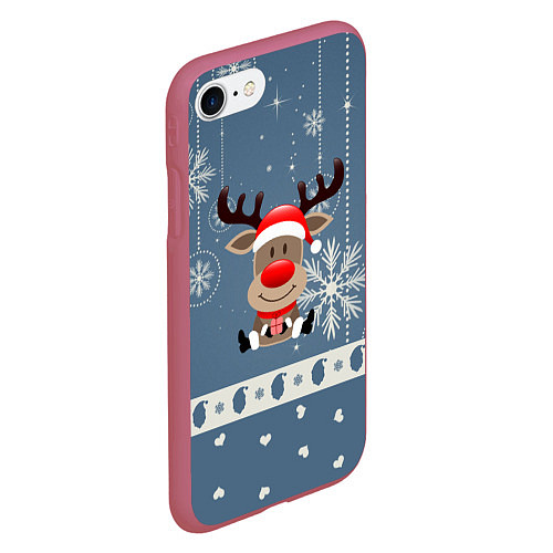 Чехол iPhone 7/8 матовый New Years Deer / 3D-Малиновый – фото 2
