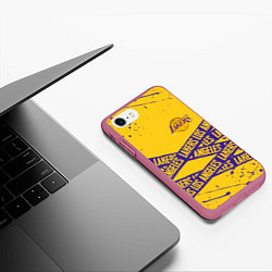 Чехол iPhone 7/8 матовый LAKERS SPORT LINE STYLE NBA, цвет: 3D-малиновый — фото 2