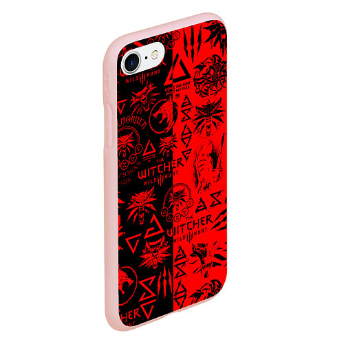 Чехол iPhone 7/8 матовый THE WITCHER LOGOBOMBING BLACK RED / 3D-Светло-розовый – фото 2