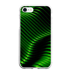 Чехол iPhone 7/8 матовый Волны изумрудного металла, цвет: 3D-белый