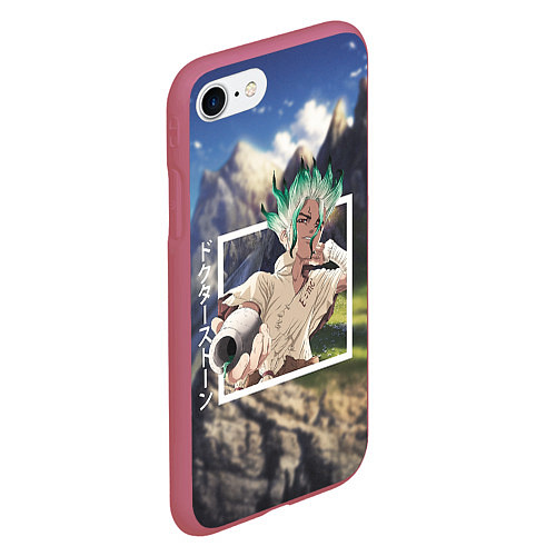 Чехол iPhone 7/8 матовый Доктор Стоун Dr Stone, Сэнку Ишигами Ishigami Senk / 3D-Малиновый – фото 2