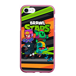 Чехол iPhone 7/8 матовый Компания Brawl Stars, цвет: 3D-малиновый