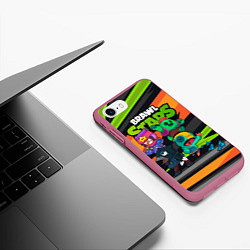 Чехол iPhone 7/8 матовый Компания Brawl Stars, цвет: 3D-малиновый — фото 2