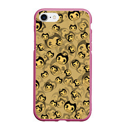 Чехол iPhone 7/8 матовый PATTERN BENDY AND THE INK MACHINE, цвет: 3D-малиновый