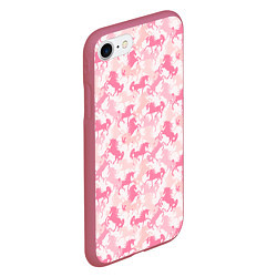 Чехол iPhone 7/8 матовый Розовые Единороги, цвет: 3D-малиновый — фото 2