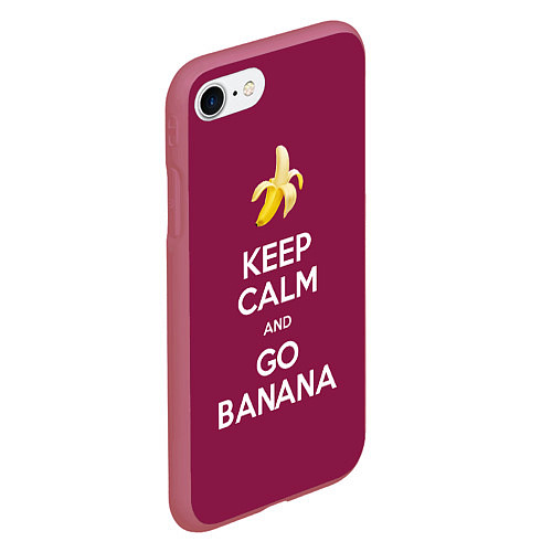 Чехол iPhone 7/8 матовый Keep calm and go banana / 3D-Малиновый – фото 2