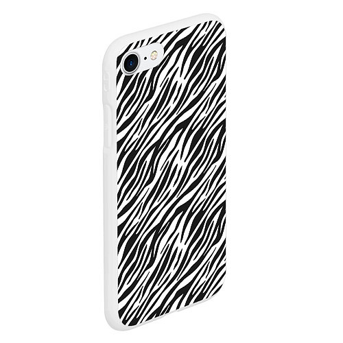 Чехол iPhone 7/8 матовый Чёрно-Белые полоски Зебры / 3D-Белый – фото 2