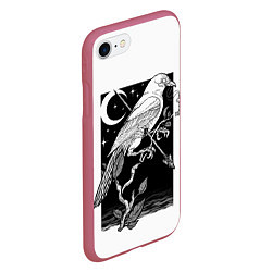 Чехол iPhone 7/8 матовый Оккультный Ворон, цвет: 3D-малиновый — фото 2