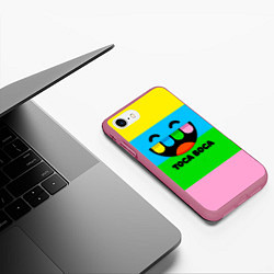Чехол iPhone 7/8 матовый Toca Boca Logo Тока Бока, цвет: 3D-малиновый — фото 2