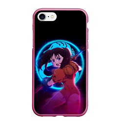 Чехол iPhone 7/8 матовый DIANE SEVEN DEADLY SINS NEON ДИАНА, цвет: 3D-малиновый