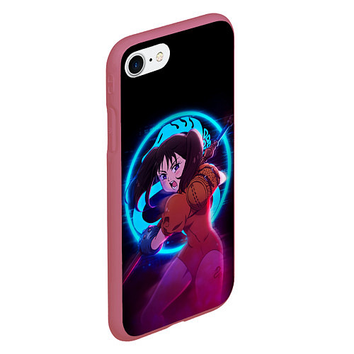 Чехол iPhone 7/8 матовый DIANE SEVEN DEADLY SINS NEON ДИАНА / 3D-Малиновый – фото 2