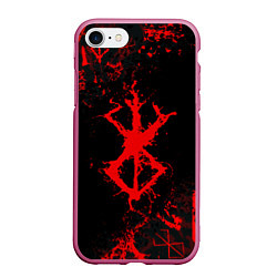 Чехол iPhone 7/8 матовый BERSERK PATTERN SYMBOL, КЛЕЙМО, цвет: 3D-малиновый