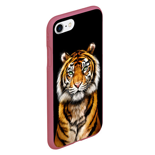 Чехол iPhone 7/8 матовый Пушистый Тигр Во Тьме Символ 2022 года / 3D-Малиновый – фото 2