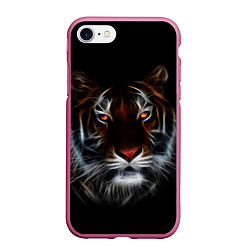 Чехол iPhone 7/8 матовый Тигр в Темноте Глаза Зверя, цвет: 3D-малиновый