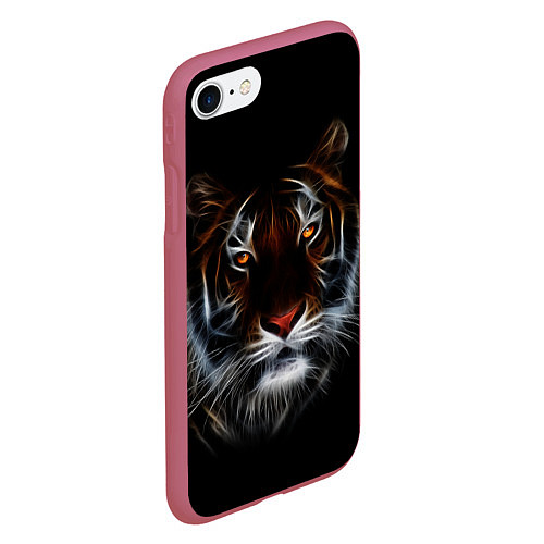 Чехол iPhone 7/8 матовый Тигр в Темноте Глаза Зверя / 3D-Малиновый – фото 2