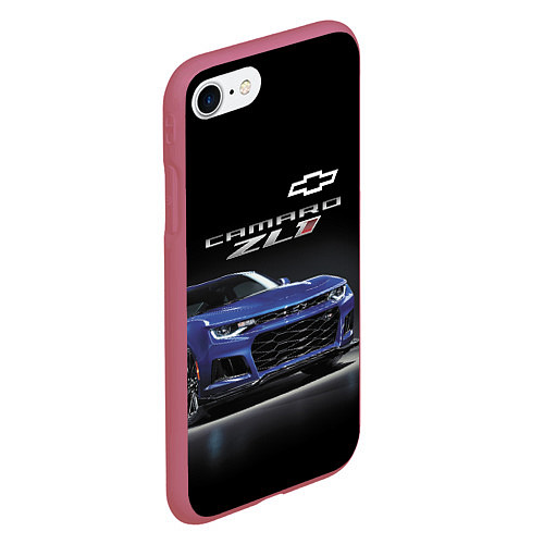 Чехол iPhone 7/8 матовый Chevrolet Camaro ZL1 Motorsport / 3D-Малиновый – фото 2