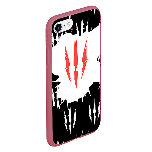 Чехол iPhone 7/8 матовый The witcher ведьмак 3 / 3D-Малиновый – фото 2