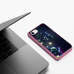 Чехол iPhone 7/8 матовый Космическая битва, цвет: 3D-малиновый — фото 2
