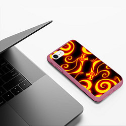 Чехол iPhone 7/8 матовый ОГНЕННОЕ ТАТУ ДРАКЕНА DRAKEN FIRE TATTOO, цвет: 3D-малиновый — фото 2