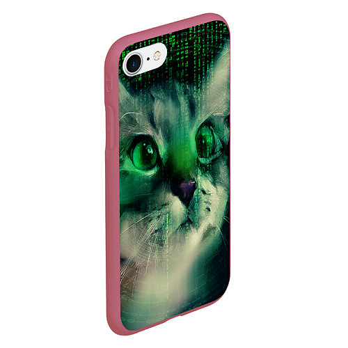 Чехол iPhone 7/8 матовый Cat in The Digital World / 3D-Малиновый – фото 2