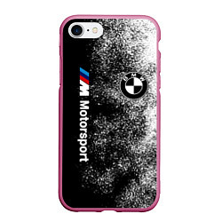 Чехол iPhone 7/8 матовый БМВ Черно-белый логотип, цвет: 3D-малиновый