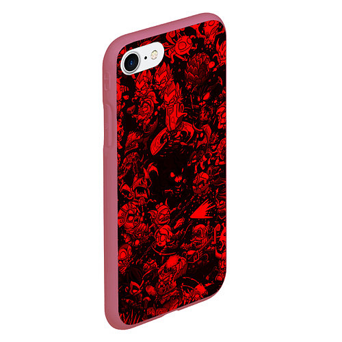 Чехол iPhone 7/8 матовый DOTA 2 HEROES RED PATTERN ДОТА 2 / 3D-Малиновый – фото 2