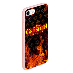 Чехол iPhone 7/8 матовый GENSHIN IMPACT FIRE SYMBOL ОГНЕННАЯ СТИХИЯ, цвет: 3D-светло-розовый — фото 2