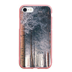 Чехол iPhone 7/8 матовый Зимний еловый лес, цвет: 3D-баблгам