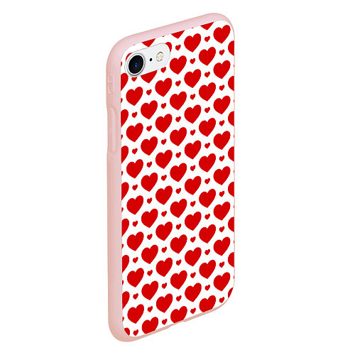 Чехол iPhone 7/8 матовый Сердечки - любовь / 3D-Светло-розовый – фото 2