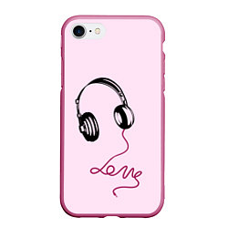 Чехол iPhone 7/8 матовый Музыка любви, цвет: 3D-малиновый