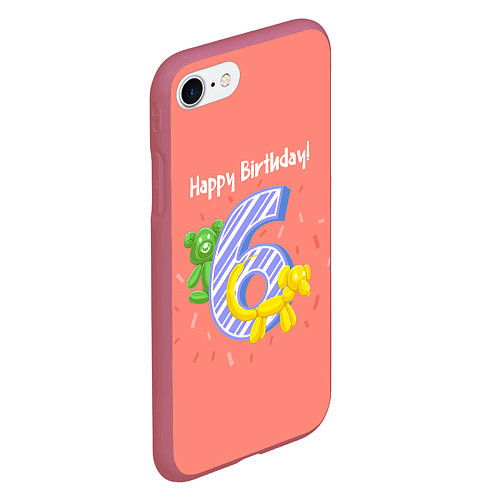 Чехол iPhone 7/8 матовый Шестой день рождения / 3D-Малиновый – фото 2
