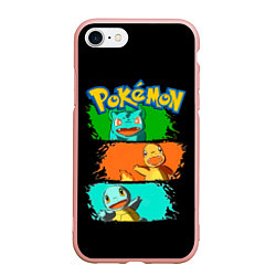 Чехол iPhone 7/8 матовый Стартовые покемоны - Pokemon