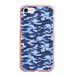 Чехол iPhone 7/8 матовый Синий Камуфляж Camouflage, цвет: 3D-светло-розовый