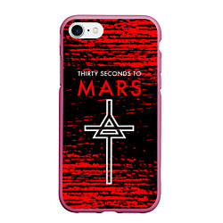 Чехол iPhone 7/8 матовый 30 Seconds to Mars - До марса 30 сек, цвет: 3D-малиновый