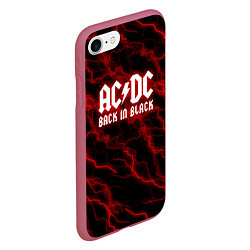 Чехол iPhone 7/8 матовый ACDC Разряды молнии, цвет: 3D-малиновый — фото 2