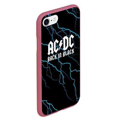 Чехол iPhone 7/8 матовый ACDC - Молнии / 3D-Малиновый – фото 2