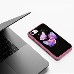 Чехол iPhone 7/8 матовый Butterflies Sky, цвет: 3D-малиновый — фото 2