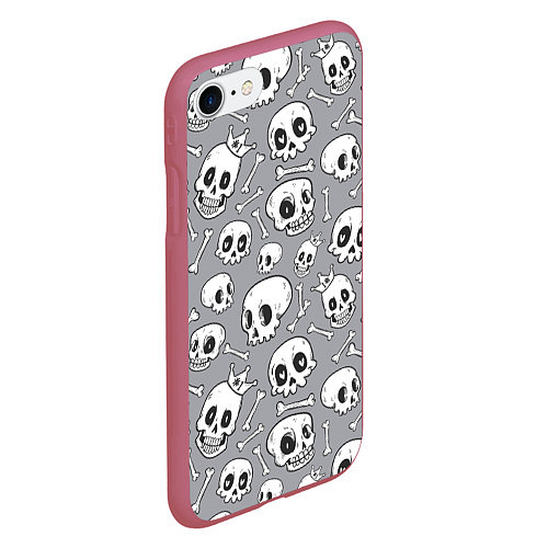 Чехол iPhone 7/8 матовый Skulls & bones / 3D-Малиновый – фото 2