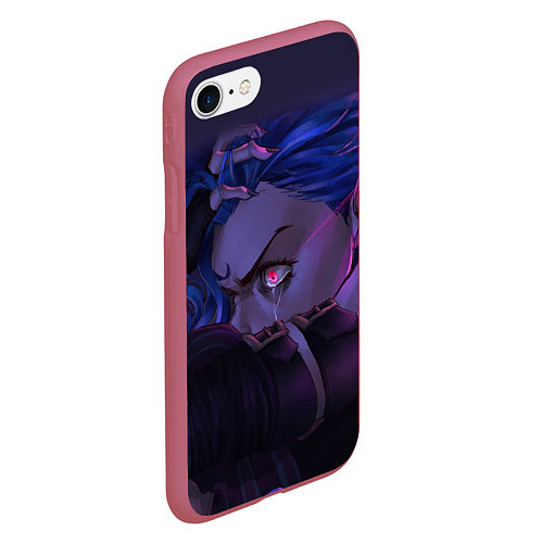 Чехол iPhone 7/8 матовый Jinx Powder - Джинкс Паудер / 3D-Малиновый – фото 2