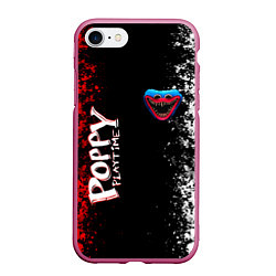 Чехол iPhone 7/8 матовый Poppy Playtime - Брызги и капли красок, цвет: 3D-малиновый